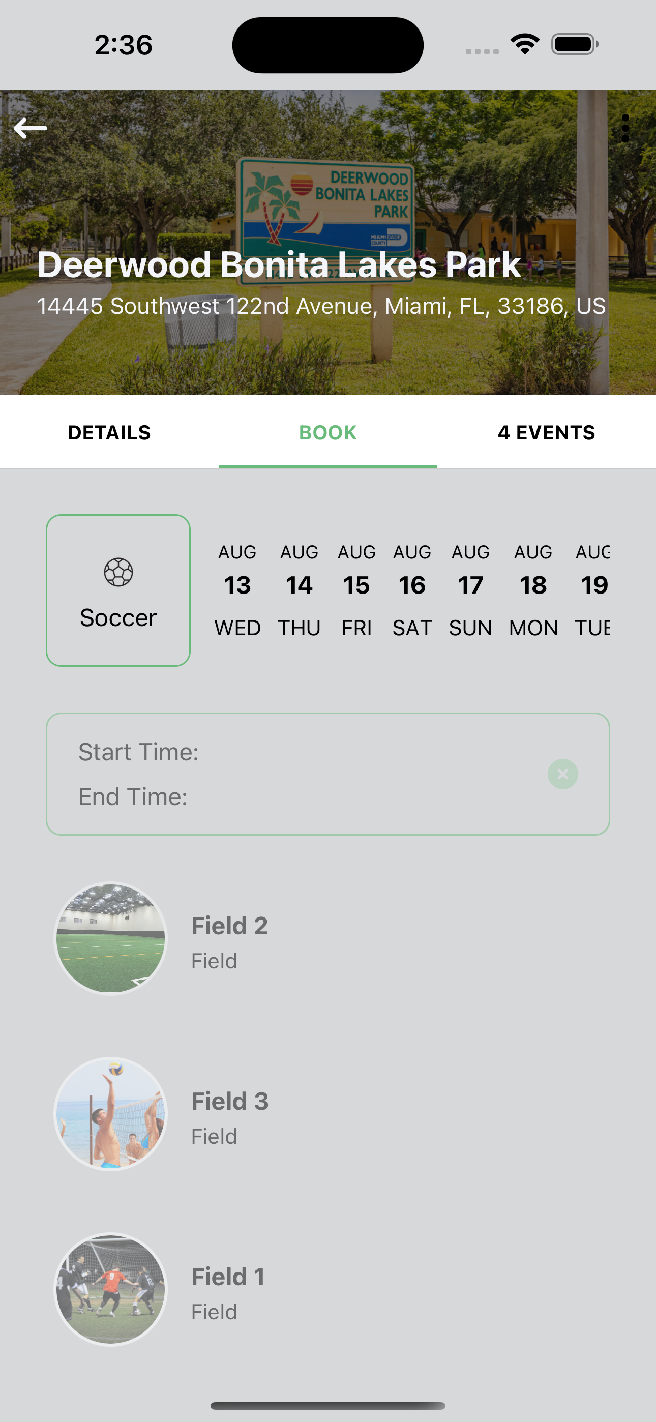 Booking system - Reserve your spot in sports events (Light mode)